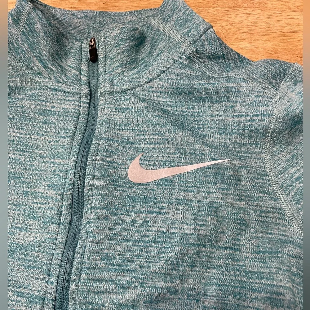 Nike Dri‎ Fit Youth XL Striated Teal Green Poly Quarter Zip Athletic Pullover